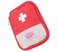Trousse de Premiers Secours Portable Rouge, Rangement Voyage | Oxford, Quatre Compartiments Intérieurs, Deux Compartiments en Maille, Poche Transparente, Fermeture Zippée