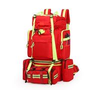 Trousse de premiers secours - Sac à dos médical étanche multi-poches avec 3 packs d'activités et longueur réglable, bande réfléchissante nocturne pour professionnels et amateurs de plein air, Rouge A