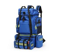 Trousse de premiers secours - Sac à dos médical étanche multi-poches avec 3 packs d'activités et longueur réglable, bande réfléchissante nocturne pour professionnels et amateurs de plein air, bleu
