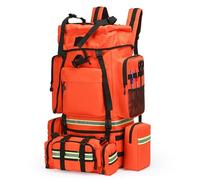 Trousse de premiers secours - Sac à dos médical étanche multi-poches avec 3 packs d'activités et longueur réglable, bande réfléchissante nocturne pour professionnels et amateurs de plein air, Orange