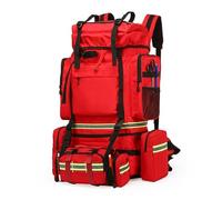 Trousse de premiers secours - Sac à dos médical étanche multi-poches avec 3 packs d'activités et longueur réglable, bande réfléchissante nocturne pour professionnels et amateurs de plein air, Rouge B.