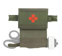 Trousse de Premiers Secours Tactique à Déploiement Rapide - Pochette Médicale Micro Compacte, Kit de Traumatologie Ceinture Compact MOLLE avec Porte-Tourniquet(Green)