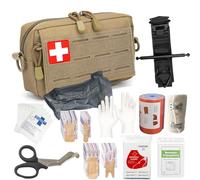 Trousse de premiers secours tactique IFAK avec garrot, bandage israélien de 10 cm, bandages élastiques, ensemble de 94 pièces pour voiture, camping, randonnée et voyage(Brown)
