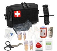 Trousse de premiers secours tactique IFAK avec garrot, bandage israélien de 10 cm, bandages élastiques, ensemble de 94 pièces pour voiture, camping, randonnée et voyage(Black)