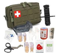 Trousse de premiers secours tactique IFAK avec garrot, bandage israélien de 10 cm, bandages élastiques, ensemble de 94 pièces pour voiture, camping, randonnée et voyage(Green)