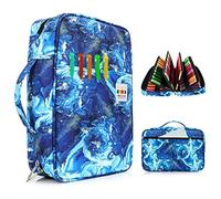 Trousse de Rangement à 300 emplacements pour Crayons de Couleur Prismacolor avec Fermeture éclair, Support Multicouche pour Crayons de Couleur et stylos à Encre Gel (Bleu Sable Rapide)