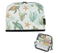 Trousse de rangement classique avec motif tortues de mer, étoiles de mer, grande pochette à stylos mignonne pour filles, fournitures scolaires