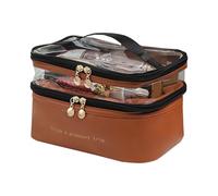 Trousse de rangement cosmétique efficace multifonction de voyage avec couches séparées pour étudiants Trousse de toilette tendance, marron, Taille unique