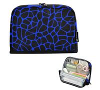 Trousse de rangement de grande capacité simple pour étudiant, voyage, imprimé léopard noir et bleu marine