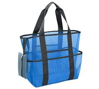 Trousse de rangement en filet pour maquillage, idéale pour les vacances d'été, avec plage et sources chaudes.