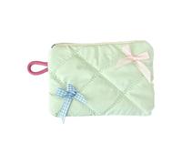 Trousse de rangement en polyester robuste avec nœud décoratif, portable, élégante pour un usage quotidien, pochette de maquillage en tissu, vert clair, Taille unique