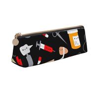 Trousse de rangement multifonction en cuir avec motif de médecine de dessin animé, sac de rangement pour maquillage et papeterie, blanc, One Size, Légères