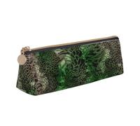 Trousse de rangement multifonction en cuir avec motif serpent vert triangulaire, pour maquillage et papeterie, blanc, One Size, Légères
