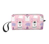 Trousse de rangement portable avec imprimé lama alpaga de dessin animé, étui de rangement de voyage, sac de rangement zippé pour un accès rapide