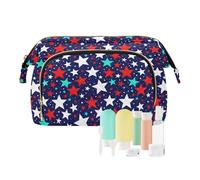 Trousse de rangement pour cosmétiques avec fermeture éclair Motif étoile rouge blanc bleu sarcelle 4 juillet