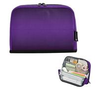 Trousse de rangement pour crayons violet royal et noir dégradé avec fermeture éclair - Grande trousse à crayons pour salle de classe - Imprimé artistique - Papeterie pour enfants - Fournitures de