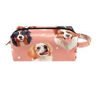 Trousse de rangement pour maquillage à suspendre avec motif visages de chien - Trousse de toilette portable en cuir - Trousse de voyage pour l'école, Multicolore 07, 8.2x3.1x3.5 in/21x8x9 cm
