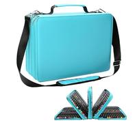 Trousse de rangement pour marqueurs, grande trousse à crayons, grand sac de rangement, Hobby Art Craft Box, organiseur portable de fournitures scolaires, Bleu cyan, Consulte la descripción, Voir