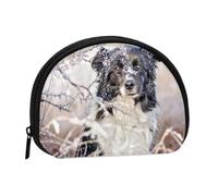 Trousse de Rangement pour Serviettes hygiéniques, Motif Border Collie, Chiens Noirs et Blancs, Hiver, Petite Taille, Porte-Monnaie pour cosmétiques et Femmes