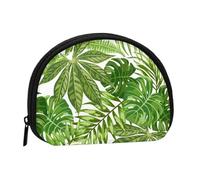 Trousse de Rangement pour Serviettes hygiéniques, Motif Feuilles Tropicales, Feuillage Exotique, Jungle, Plantes, Nature, Vert, Petite Trousse de Maquillage, Porte-Monnaie pour Femme