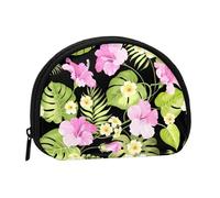 Trousse de Rangement pour Serviettes hygiéniques, Motif Fleurs Roses Tropicales et Palmiers de la Jungle, Porte-Monnaie pour Femme
