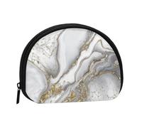 Trousse de Rangement pour Serviettes hygiéniques, Petite Trousse de Maquillage, Porte-Monnaie pour Femme, Motif marbre Liquide Gris - Perle et Or