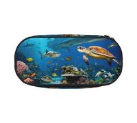 Trousse de rangement pratique avec motif tortues de mer pour l'école, les étudiants, les garçons, les filles, au quotidien, Noir , Taille unique, Organiseur de sac