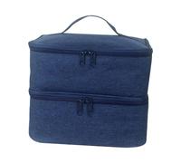 Trousse de rangement professionnelle portable pour bouteilles de vernis à ongles, lampe, outils, double compartiment, organiseurs de protection pour vernis à ongles, bleu marine, Taille unique