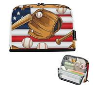 Trousse de rangement vintage pour gants de baseball - Grande trousse à crayons avec fermeture éclair - Pour adolescentes et filles - Imprimé artistique - Fournitures scolaires et de bureau