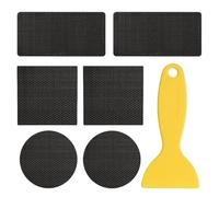 Trousse de Réparation de Patch pour Trampoline | 6 Pièces Kit Réparation Filet Trampoline | 3 Formes de Patchs Auto-Adhésifs Inclus avec Un Grattoir pour Utilisation en Jardin Tente