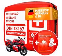 Trousse de Secours Moto - Petit et compact - Conforme à la Norme DIN 13167 - Kit Premier Secours Moto avec Guide de Premiers Secours