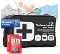 Trousse de secours norme 2026 - Véhicules avec kits de réanimation - Trousse de secours voiture - DIN13164:2022 - Kit de premiers secours - Trousse conforme au code de la route (noir)