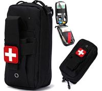 Trousse de secours tactique IFAK, noir, nylon durable Oxford 1000D, 19x10x6 cm