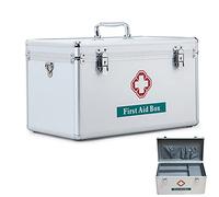 trousse de secours, Trousse de premiers secours portable, trousse d'urgence de camping, contient un plateau amovible, boîte de trousse d'urgence familiale multifonctionnelle avec poignée, argent, 14 p