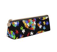 Trousse de sensibilisation à l'autisme - Motif cœur - Grande capacité - Triangle - Avec fermeture éclair - Pour maquillage, école, collège, blanc, Taille unique