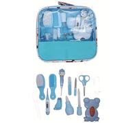 Trousse de Soin Bébé,13 pcs Accessoires de Soins Bébé Naissance,Kit de Soin Bébé Portable Santé Hygiène dont La Thermomètre Digital,Coupe-ongles,Ciseaux,Peigne pour Bébé,Brosse à doigts(Bleu-13pcs)