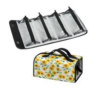 Trousse de toilette 4 en 1 amovible à suspendre - Trousse de toilette portable en PVC - Trousse de toilette pliable - Étanche - Maquillage, Jaune tournesol