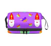Trousse de toilette à double couche avec compartiment à pinceaux pour femmes et filles, motif pirates de dessin animé mignon, multicolore, 27x15x14 cm/10.6x5.9x5.5 in, Trousse de toilette