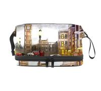Trousse de toilette à double couche avec compartiment pour brosse Motif bus londonien Big Ben Street Landscape Pour femmes et filles, multicolore, 27x15x14 cm/10.6x5.9x5.5 in, Trousse de toilette