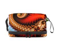 Trousse de toilette à double couche en spirale avec compartiment à pinceaux pour femme et fille Motif dragon abstrait, multicolore, 27x15x14 cm/10.6x5.9x5.5 in, Trousse de toilette