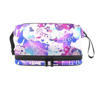 Trousse de toilette à double couche pour femme et fille Motif Tour Eiffel Aquarelle Pari Trousse de toilette de voyage Trousse de maquillage pratique avec compartiment à pinceaux, multicolore,