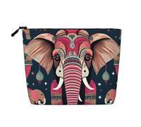 Trousse de toilette à fermeture éclair avec motif éléphant bohémien - Une seule couche - Faux chanvre - Accessoires pour femme - Noir - Taille unique, Noir/blanc, One Size