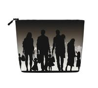 Trousse de toilette à lèvres dorées pour femme, trousse de maquillage de voyage portable, organiseur quotidien avec fermeture éclair, Silhouette de famille, Taille unique