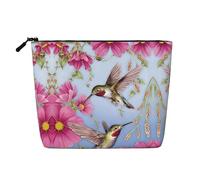 Trousse de toilette à motif chien mignon pour femme, trousse de toilette à une couche, adaptée pour le rangement quotidien, les voyages et les voyages d'affaires., Colibri avec rose., Taille unique