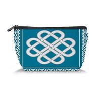 Trousse de toilette à motif irlandais, trousse de voyage, nœud d'amour celtique, symbole de fortune, trousse de maquillage de voyage pour accessoires, bleu et blanc (trézoïde), Bleu Blanc_10, Taille
