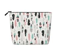 Trousse de toilette à motif moulinets de pêche sur un bateau pour femme, trousse de toilette simple couche, adaptée pour le rangement quotidien, les voyages et les voyages d'affaires., Plume, Taille