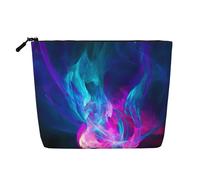 Trousse de toilette à motif pêche à la mouche Brook Trout Fly Fishing - Pour femme - Simple couche - Convient pour le rangement quotidien, les voyages et les voyages d'affaires., Feu bleu et rose