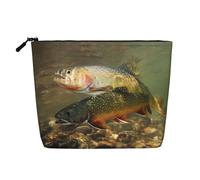 Trousse de toilette à motif pêche à la mouche Brook Trout Fly Fishing - Pour femme - Simple couche - Convient pour le rangement quotidien, les voyages et les voyages d'affaires., Brook Trout Fly