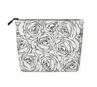 Trousse de toilette à motif pêche à la mouche Brook Trout Fly Fishing - Pour femme - Simple couche - Convient pour le rangement quotidien, les voyages et les voyages d'affaires., Rose blanche noire