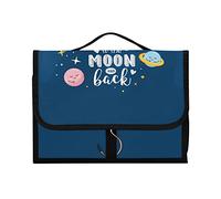Trousse de toilette à suspendre avec citations « I love you to the moon back », étoiles, planètes spatiales, bleu foncé, 1 trousse de toilette à suspendre, organiseur de maquillage, trousse de